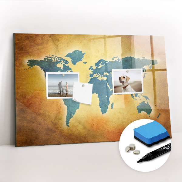 Magnetic erase board Old world map