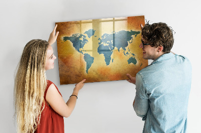 Magnetic erase board Old world map