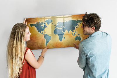 Magnetic erase board Old world map