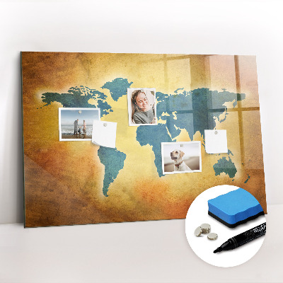Magnetic erase board Old world map