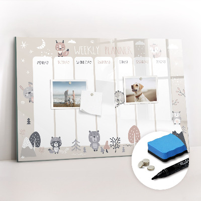 Magnetic board for writing Animal planner