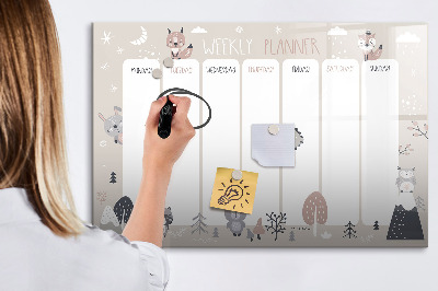 Magnetic board for writing Animal planner