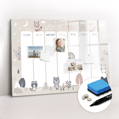 Magnetic board for writing Animal planner