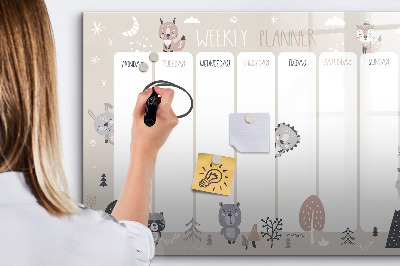 Magnetic board for writing Animal planner