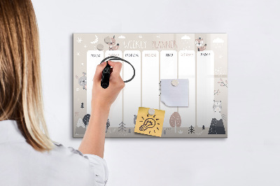 Magnetic board for writing Animal planner