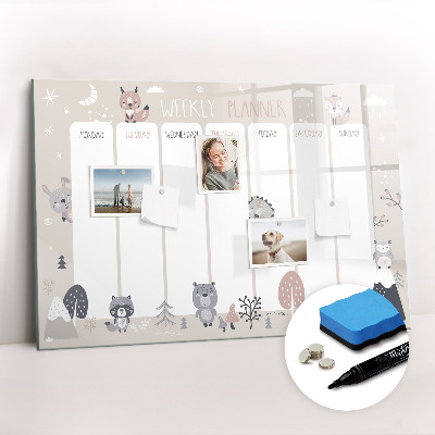 Magnetic board for writing Animal planner