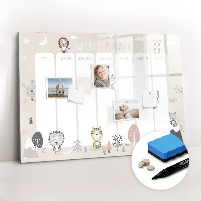 Magnetic board with marker Weekly plan