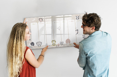 Magnetic writing board Weekly plan