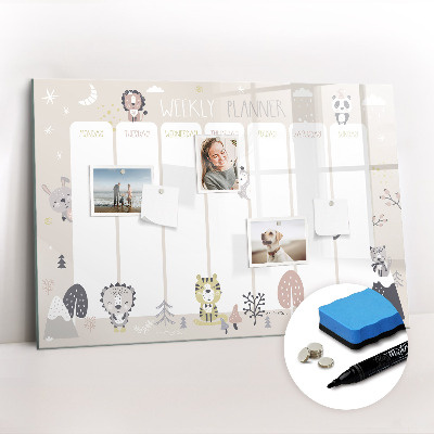 Magnetic board with marker Weekly planner