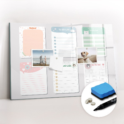 Magnetic writing board Colored notes