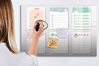 Magnetic writing board Colored notes