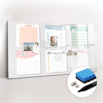 Magnetic writing board Colored notes