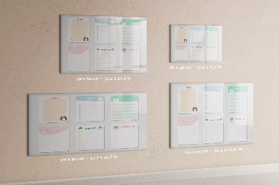 Magnetic writing board Colored notes