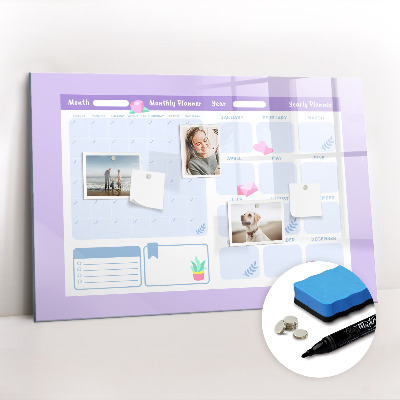 Magnetic board for writing Pink yearly planner