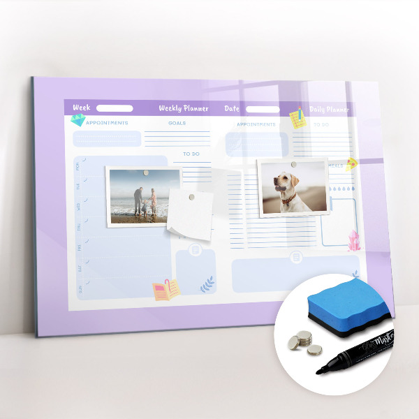 Magnetic erase board Pink Yearly Planner