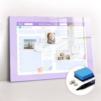 Magnetic erase board Pink Yearly Planner