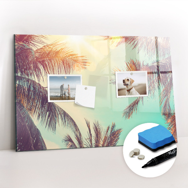 Magnetic board for writing Tropical palm trees