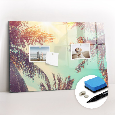 Magnetic board for writing Tropical palm trees