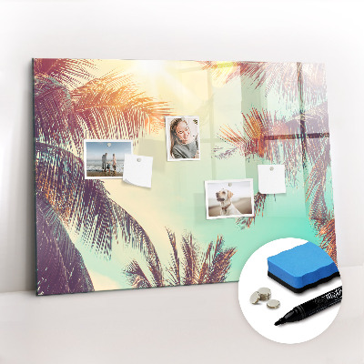 Magnetic board for writing Tropical palm trees
