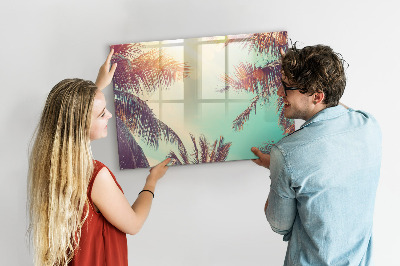 Magnetic board for writing Tropical palm trees