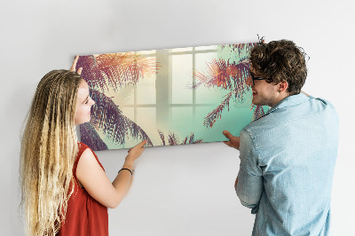 Magnetic board for writing Tropical palm trees