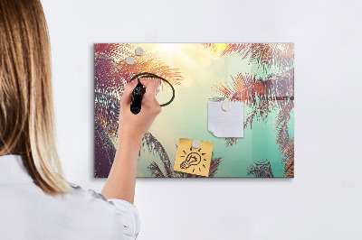 Magnetic board for writing Tropical palm trees