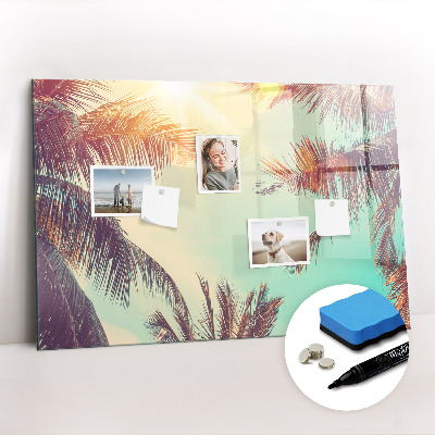 Magnetic board for writing Tropical palm trees