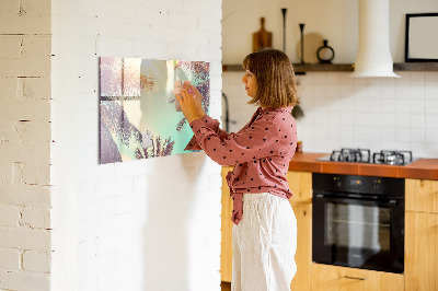 Magnetic board for writing Tropical palm trees