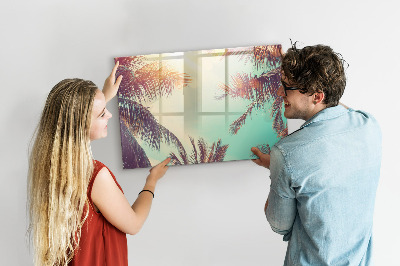 Magnetic board for writing Tropical palm trees