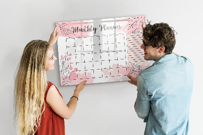 Magnetic erase board Pink Monthly Planner