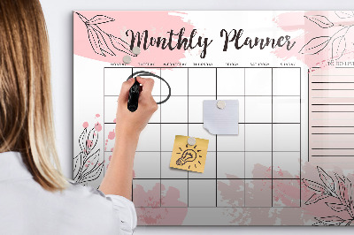 Magnetic erase board Pink Monthly Planner