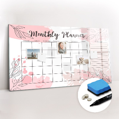 Magnetic board for writing Pink Monthly Planner