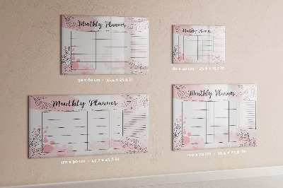 Magnetic board for writing Pink Monthly Planner