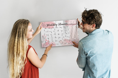 Magnetic erase board Pink Monthly Planner