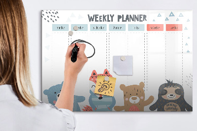 Magnetic board with marker Weekly schedule