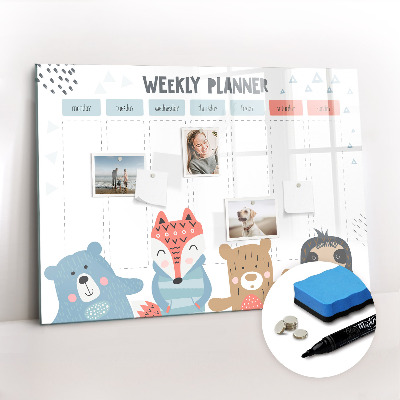 Magnetic board with marker Weekly schedule