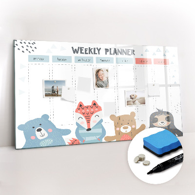 Magnetic board with marker Weekly schedule