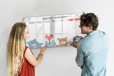 Magnetic board with marker Weekly schedule