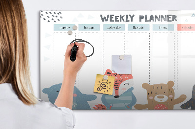 Magnetic board with marker Weekly schedule