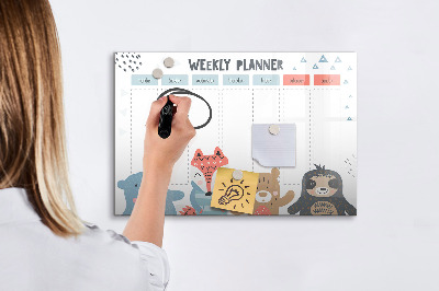 Magnetic board with marker Weekly schedule