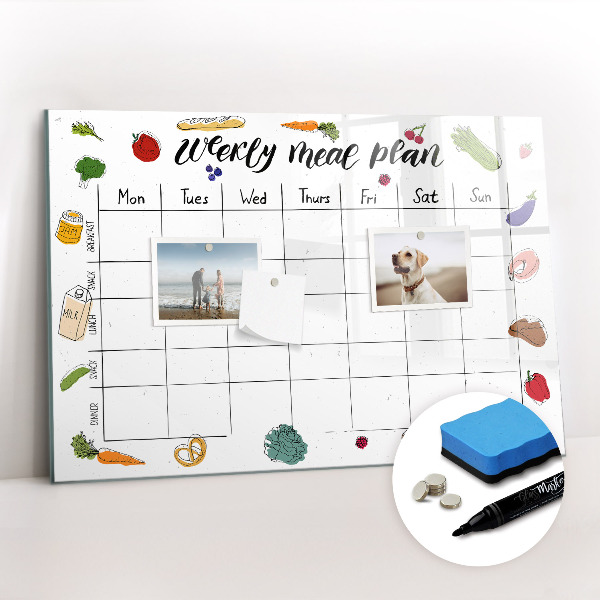 Magnetic board for drawing Weekly menu