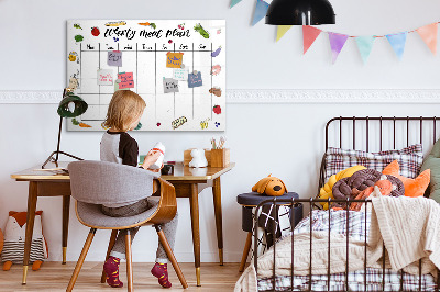 Magnetic board for drawing Weekly menu