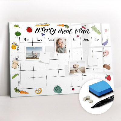 Magnetic board for drawing Weekly menu