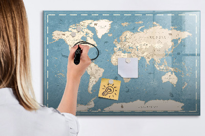 Magnetic erase board Vintage world map