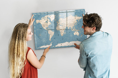 Magnetic drawing board Vintage world map