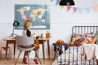 Magnetic drawing board Vintage world map