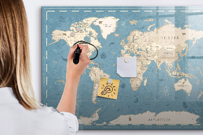 Magnetic erase board Vintage world map