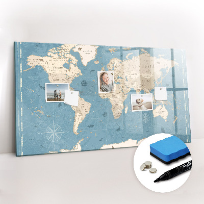Magnetic drawing board Vintage world map