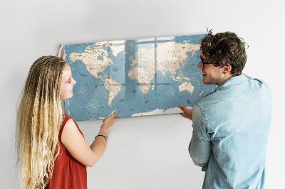 Magnetic drawing board Vintage world map