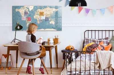 Magnetic drawing board Vintage world map